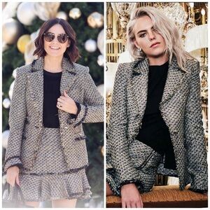 Veronica Beard Fabian Tweed Boucle Fringe Blazer Jacket Size 10